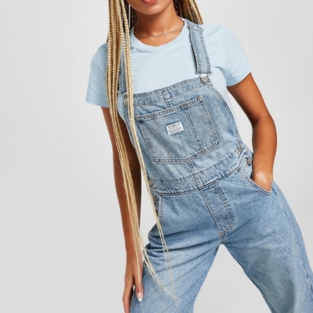 Levi's Loose Fit Overalls Light Wash Denim Jean Pants Jumpsuit - Picture 4 of 16